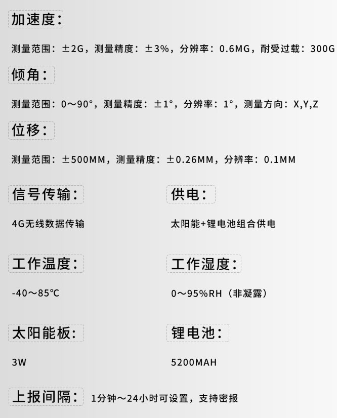 地質災害監(jiān)測系統(tǒng)技術參數(shù)